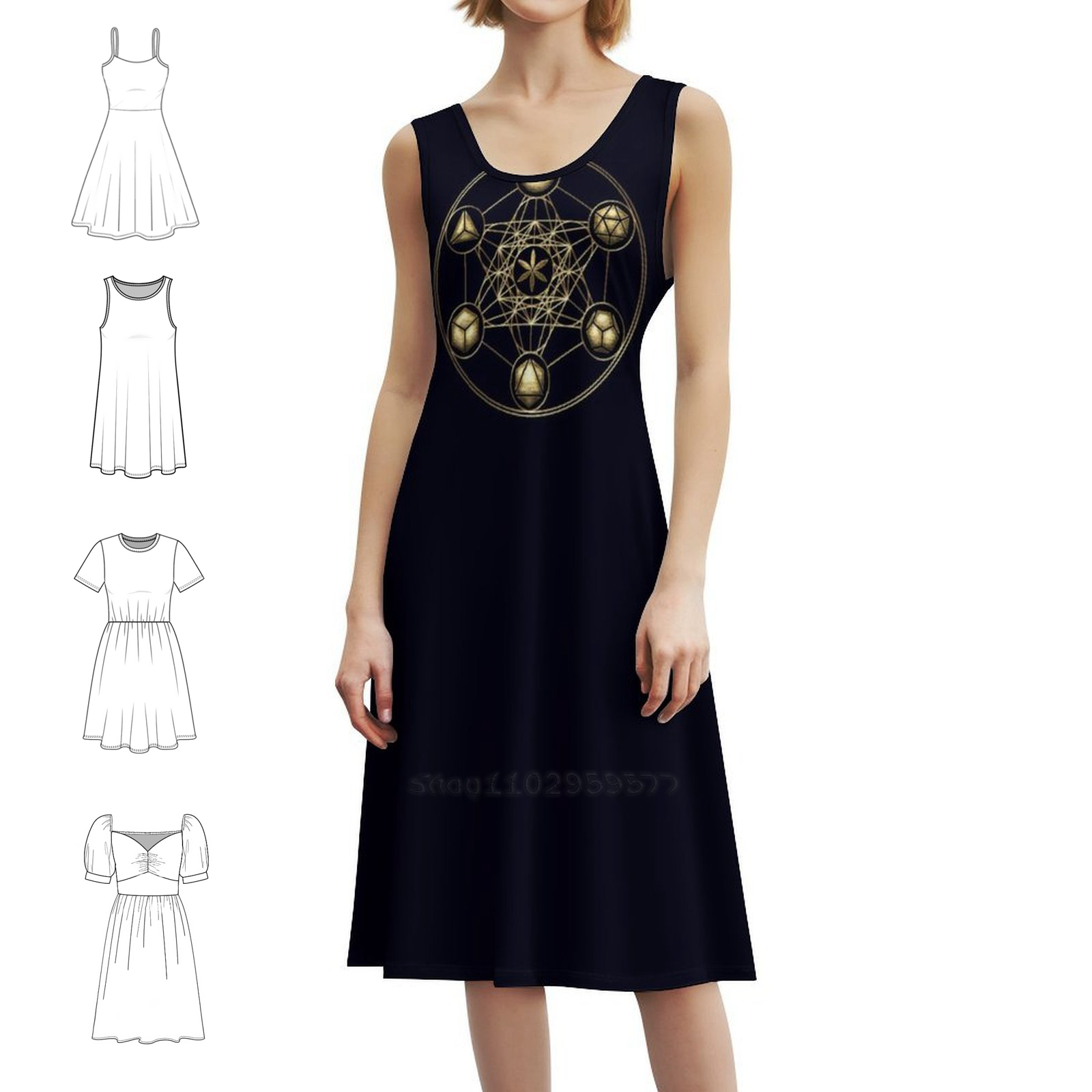 Women Fashion Gown - الصلبات البلاتونية Metatrons مكعب زهرة الحياة