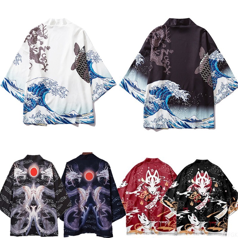 Women'S Fashion Kimono - كيمونو كيب مطبوع على الطراز الصيني