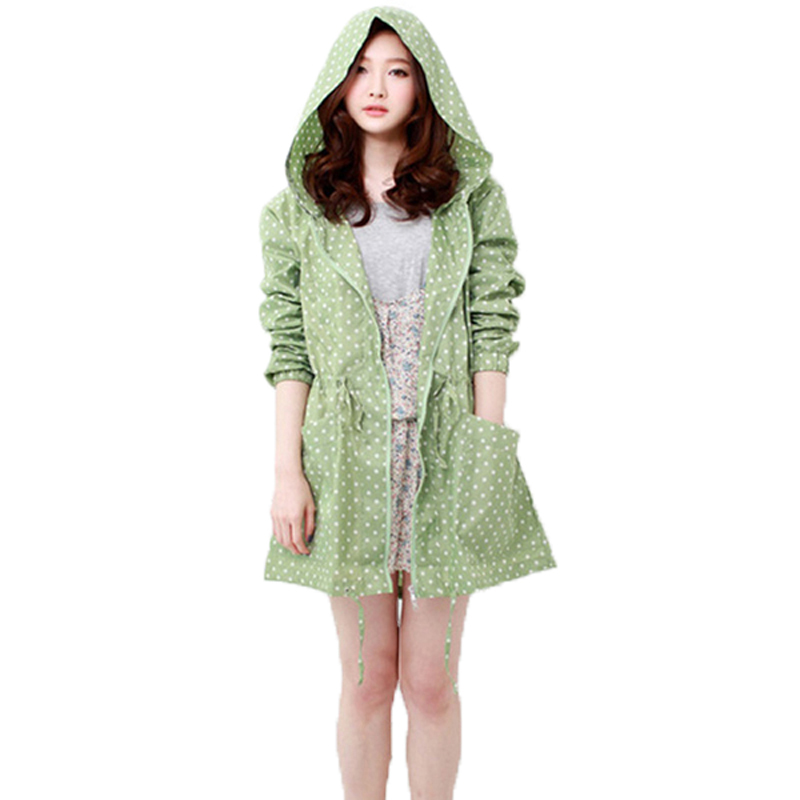 Women'S Fashion Raincoat - موضة دوت طباعة المرأة معطف واق