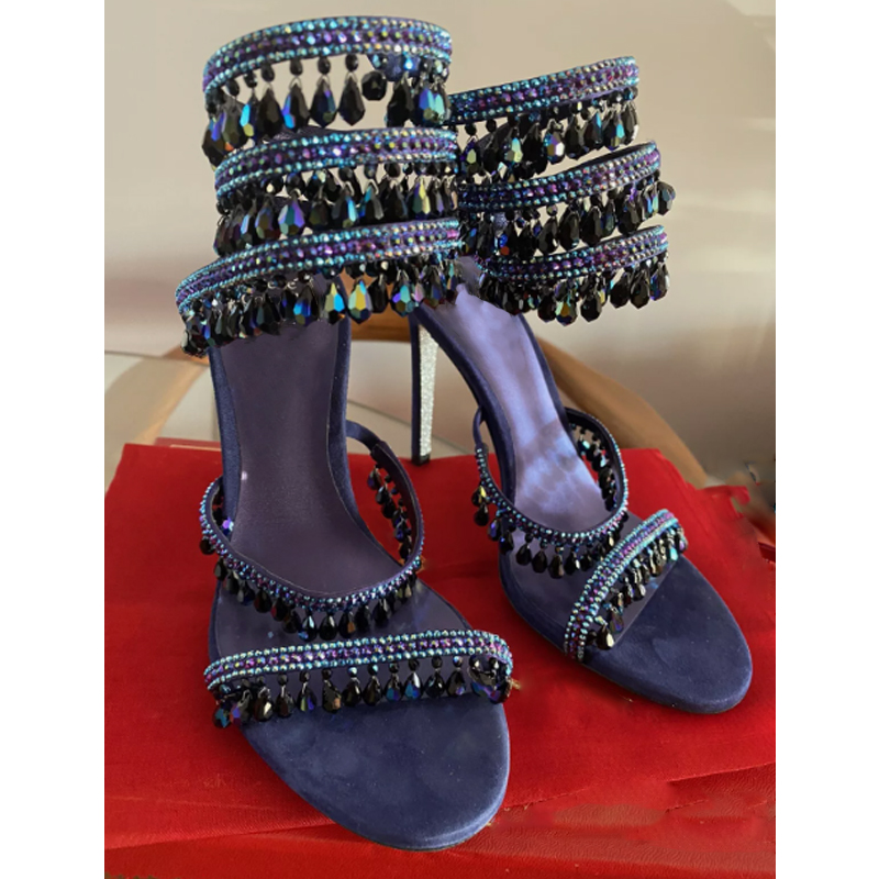 Women'S Fashion Summer 2025 - كريستال قلادة الكاحل الأفعى التفاف الصنادل