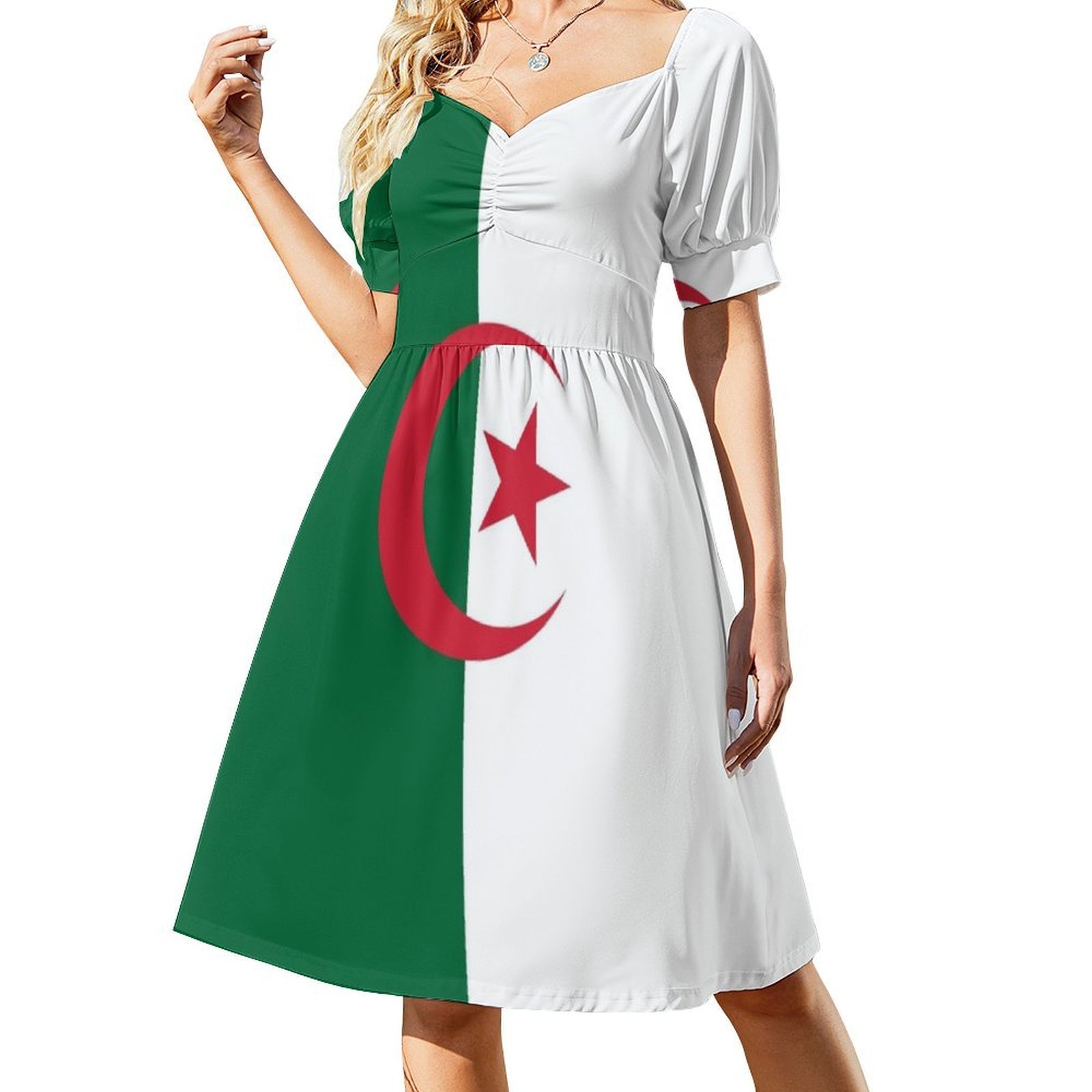 Women Fashion Gown - فستان بوهو أنيق بعلم جزائري أنيق