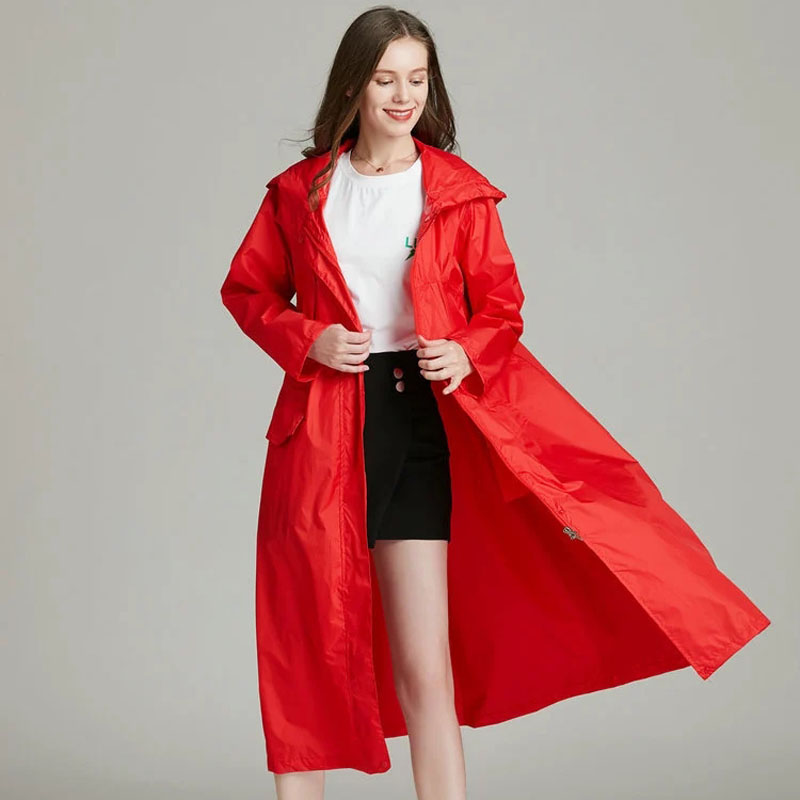Women'S Fashion Raincoat - المرأة خفيفة الوزن أحمر أسود تنفس