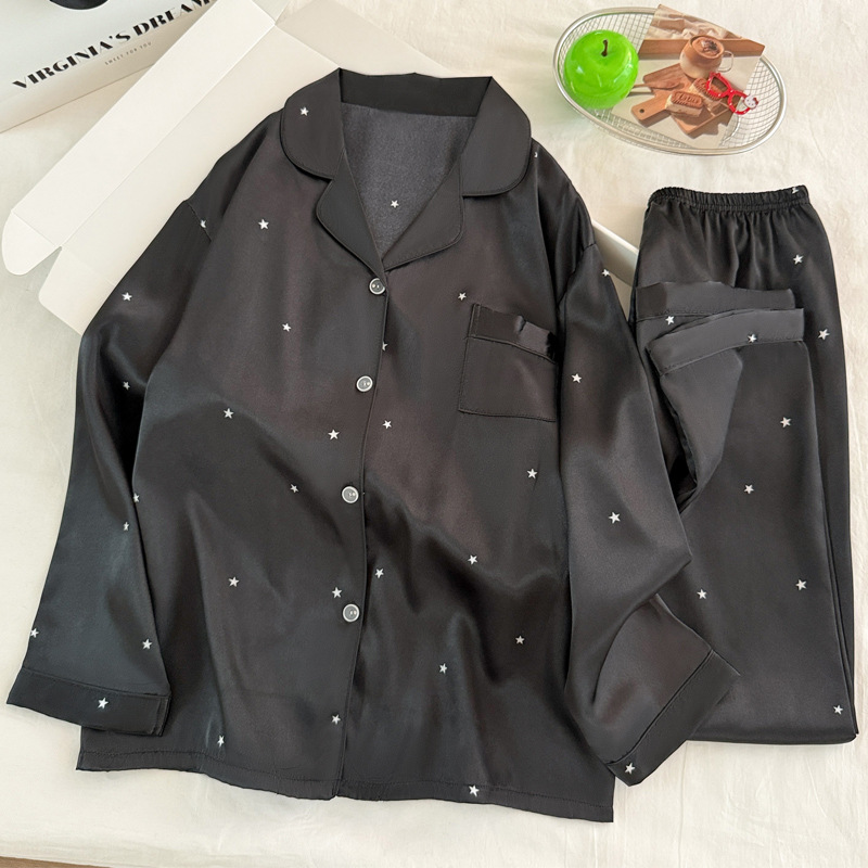 Women'S Fashion Pajamas - من المألوف بسيط ستار الأسود الجليد