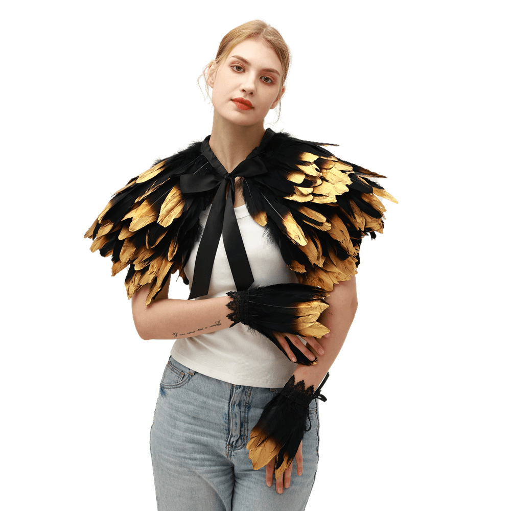 Women'S Fashion Poncho - Steampunk القوطية يبالغ في رائع ريشة