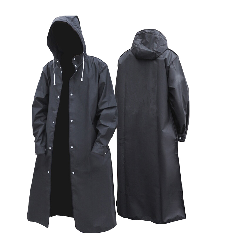 Women'S Fashion Raincoat - أسود موضة الكبار مقاوم للماء معطف