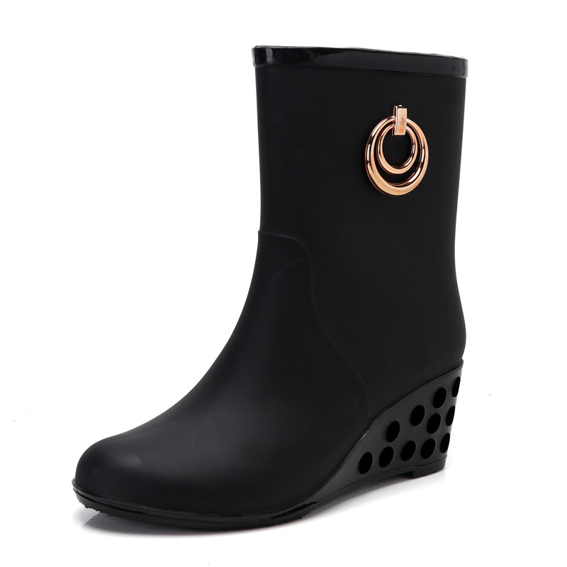 Women'S Fashion Gumboots - أزياء إسفين كعب أحذية المطر النساء