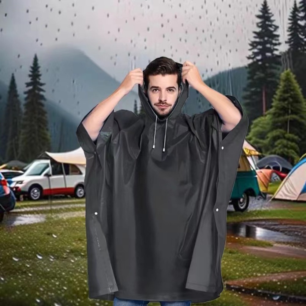 Women'S Fashion Raincoat - أسود أزياء الكبار للماء معطف واق