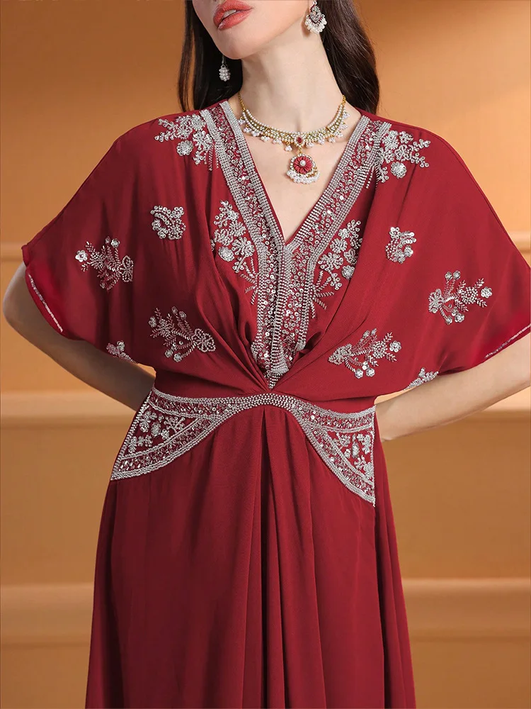فستان نسائي طويل بياقة على شكل - مراجعة Turkey Women Fashion وسعره