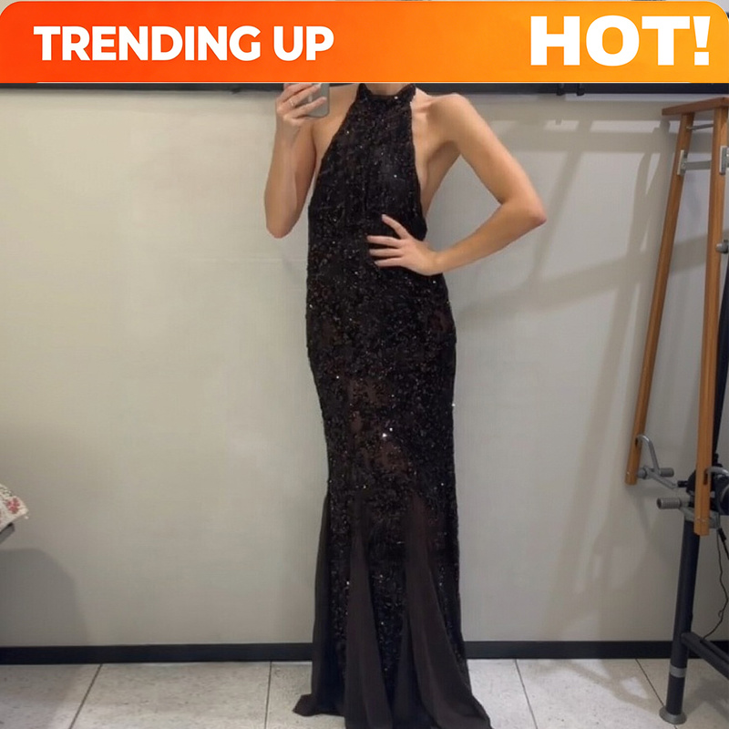 فستان طويل أنيق مزين بالترتر ا - مراجعة Women Fashion Gown وسعره