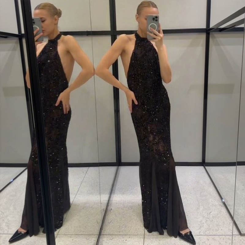 فستان طويل أنيق مزين بالترتر ا - مراجعة Women Fashion Gown وسعره