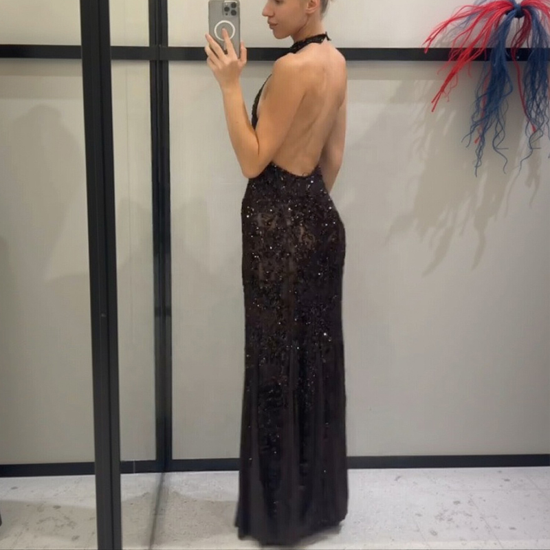 فستان طويل أنيق مزين بالترتر ا - مراجعة Women Fashion Gown وسعره