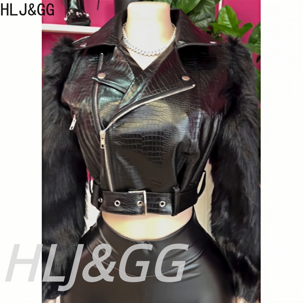 HLJ & GG تريند موضة الفراء الم - مراجعة Women'S Fashion Leather Jacket وسعره