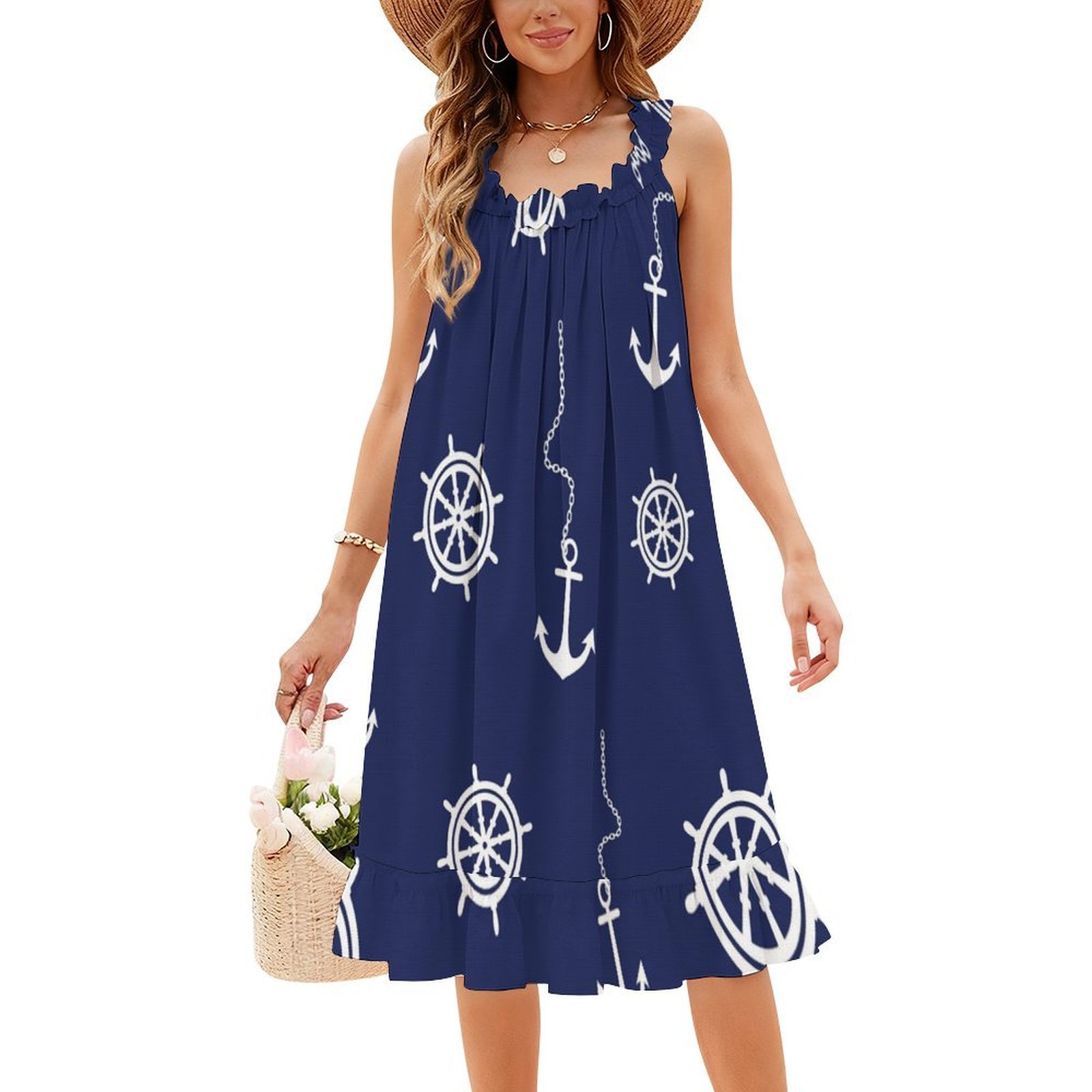 نمط البحرية والأبيض المراسي وع - مراجعة Women Fashion Gown وسعره