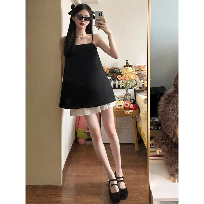 تباين الألوان شيك فتاة 2 قطعة  - مراجعة Lace Trim Cami وسعره