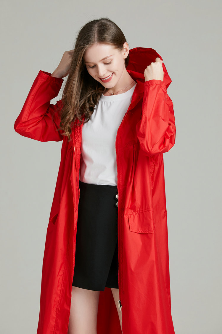 المرأة خفيفة الوزن أحمر أسود ت - مراجعة Women'S Fashion Raincoat وسعره