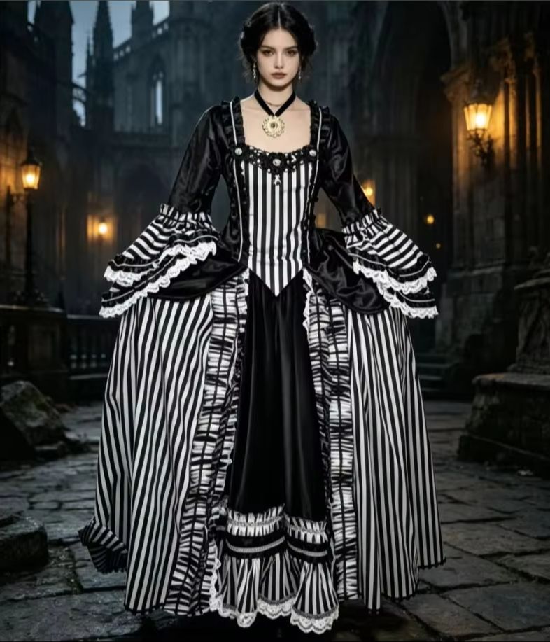فستان روكوكو مخطط باللونين الأ - مراجعة Women Fashion Gown وسعره
