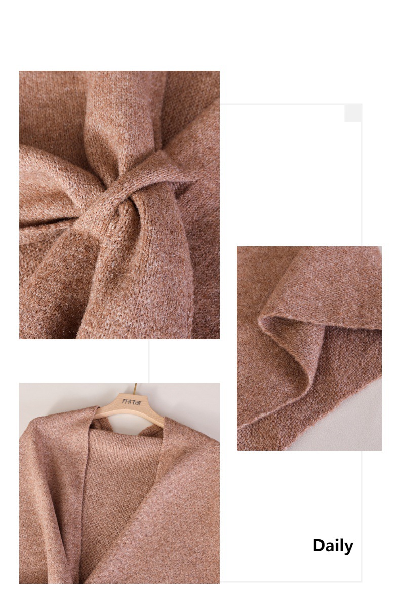 شال مثلث محبوك بلون واحد بسيط، - مراجعة Women'S Fashion Poncho وسعره